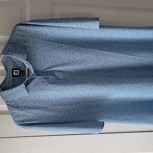 FootJoy Men's Sky Blue Polo with Flower Pattern